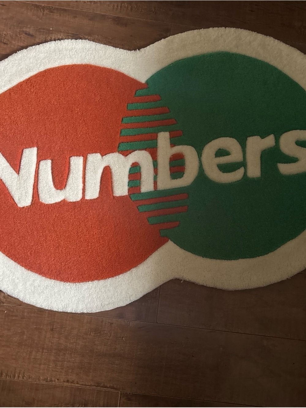 Midnight Organic Numbers Decorative Round Accent Rug in Orange and Green